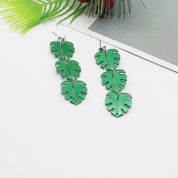 1 pereche de personalizat rășină mici frunze proaspete de verde forma cercei DIY bijuterii handmade pandantiv cadou fata