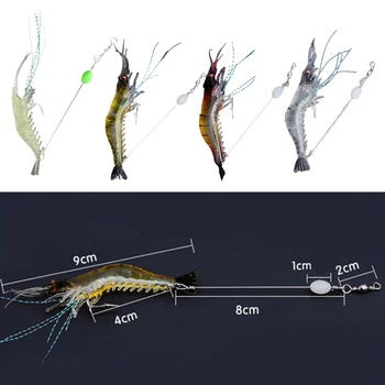 3x Moale Creveți Atrage Simulare de Pescuit Creveți de apă Sărată Cârlig Luminos Momeli Momeli Artificiale pentru Bass Somon
