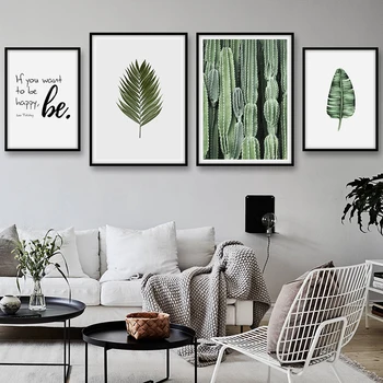 Nordic Cactus Poster Canvas Printuri Tropicale Cu Frunze De Pictura Pentru Perete Camera De Zi Imagini De Artă De Decorațiuni Interioare Decor Scandinav