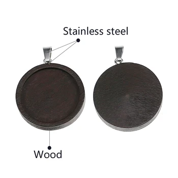 10buc lemn maro cabochon de bază se potrivesc 20 de 25mm gol din lemn pandantiv tăvi de bijuterii diy accesorii pentru colier face