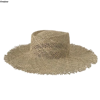 2021 Moda Fierbinte Tubulare Mari Refuz Palarie de Soare Pentru Margine Largă Vara Paie Plaja Femei Pălării de plajă pălărie de vară, pălării de plajă femei capac