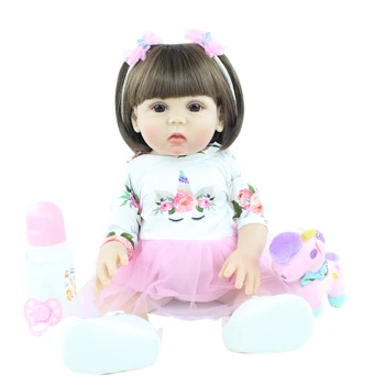 48 CM Full Silicon Corpul Renăscut Păpușă Adevărată 19 inch Vinil Copii Princess Pentru Fata Ziua de nastere Cadou Bonecas Baie Jucărie