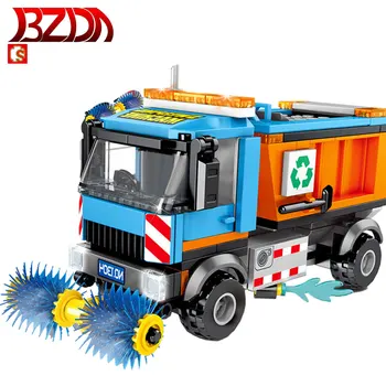 BZDA City Street View Clasificare Gunoi Camion Blocuri de Gunoi Camioane Vehicule de Curățare Cifre Jucarii pentru Copii
