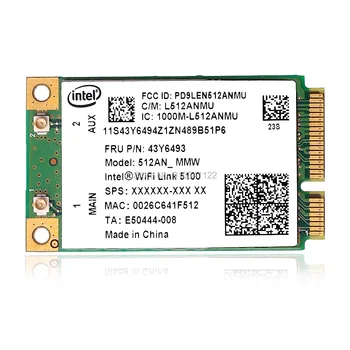 5100AGN 512AN_MMW Wireless 802.11 N 300Mbps PCI-E WIFI LAN CARD pentru Lenovo X200 T400 E43 E43A E43L G450L W500 R500 K29 INTEL 5100