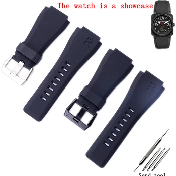Bărbați și femei de cauciuc ceasuri cu cataramă de pin potrivit pentru Bell Ross BR01 34*24 mm-rezistent la apa curea silicon sport