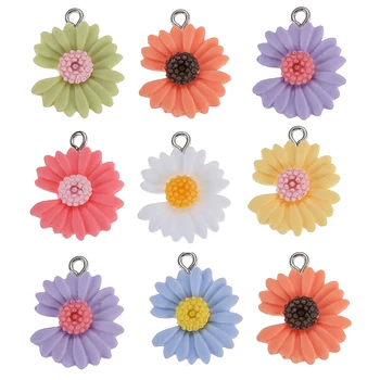 10buc/lot Mixt Color Rășină Daisy Soare Farmecele de Flori Pandantiv Pentru a Face Bijuterii DIY Cercei Brățară Accesorii
