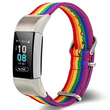 Pentru Fitbit Charge 2 3 4 Trupa Rainbow Benzi LGBT Nailon Band 2 3 4 Curea curea conector Reglabil curea nailon Confort curea