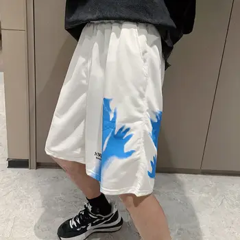 HybSkr Barbati Casual Supradimensionat pantaloni Scurți 2021 Moda Tipărite Hip Hop pantaloni Scurți coreean Streetwear de sex Masculin pantaloni Scurți