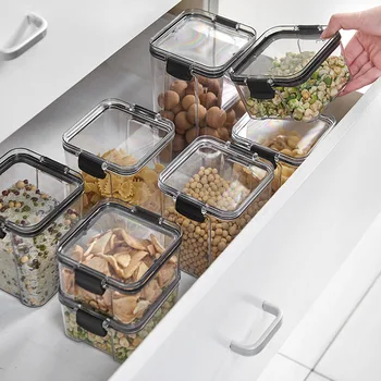1buc Plastic, Containere de Depozitare a Alimentelor Borcan Set Cu Capac Bucătărie Vrac Sigilat Cutii Frigider Multicereale Rezervor Recipient Pentru Cereale
