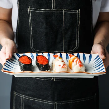 10.8 inch Japoneză Farfurie Ceramica Placa de Sushi Pește Feluri de mâncare la Cină Dreptunghi de uz Casnic, Vesela