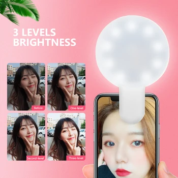 2020 Nou Reîncărcabilă 9leds Lumina de Telefon Celular Portabil Selfie LED-uri de Lumină Inel 3 Nivelul de Luminozitate Pentru Iphone 11 7 8 Plus Samsung