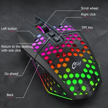 X801 Mouse de Gaming Wireless Mouse-ul 8 Chei Reîncărcabilă 1600DPI Reglabil Ergonomic RGB LED Backlit Gamer Mouse-ul Pentru Laptop PC