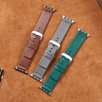 Gri din Piele Curele pentru Apple Watch 6 5 4 3 SE Moale Watchbands 38mm 40mm 42mm 44mm Maro Albastru Verde Curele pentru iwatch