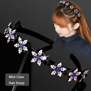 Colorate Stras Floare Construi Păr Mini Cu Gheare Hairband Temperament Elegant Femei Cristal Fix Cerc Păr Accesorii De Par