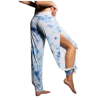 Femei Tie-Dye Print Pantaloni de Yoga de Înaltă Talie Pantaloni Harem Partea de Fantă Jogger Pantaloni de Yoga pe Plajă pantaloni de Trening Mare Dimensiune Pantaloni de Yoga