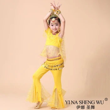 Nou Stil Pentru Copii Belly Dance Costume Set Dans Oriental Fete India Belly Dance Haine Bellydance Copil Indian Costume De Dans