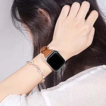 Bandă de piele Pentru Apple Watch SE 6 5 4 44mm 40mm Piele Maro Bucla Curea pentru iWatch Seria 3 2 42mm 38mm Brățară Accesorii
