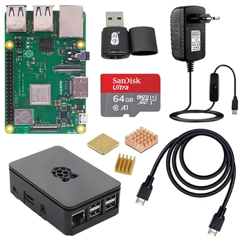 Original Raspberry Pi 3 + ABS Caz Carcasă + sursă de Alimentare Adaptor + compatibil HDMI Cablu + radiator Pentru Pi3 Model B 3B+