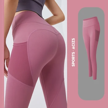 Femei Yoga Pantaloni Slim Dresuri Fund de Ridicare Chilotei Super Elastic Respirabil cu Uscare Rapidă Picioare Lungi, Jambiere Sport cu Buzunar