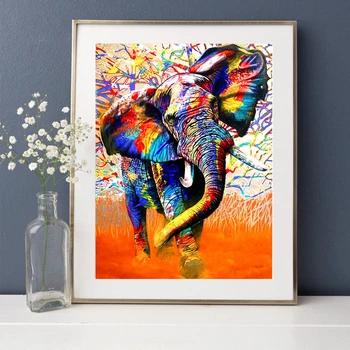 Huacan Diamant Pictura Kituri De Elefant Decoratiuni Pentru Casa Mozaic Colorat Animale Cadou Handmade, Arta De Perete