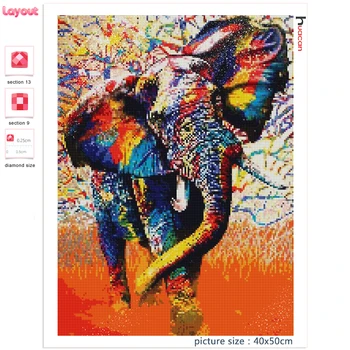 Huacan Diamant Pictura Kituri De Elefant Decoratiuni Pentru Casa Mozaic Colorat Animale Cadou Handmade, Arta De Perete