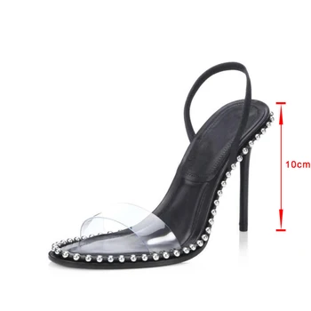 Vara Femei Pantofi cu toc Transparent-O linie Subțire Super-mare Doamnelor 2021 împânzit cu Diamante Glezna cu Cataramă de Moda Elegant