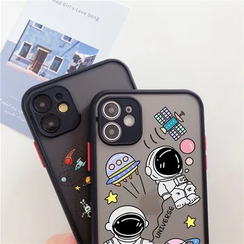 Mat Art Astronaut Planeta Amuzant Telefon Caz de Desene animate Antișoc Pentru iPhone12 11Pro Mini X XS XR Xs Max Capacul din Spate 7 8 Plus SE2020