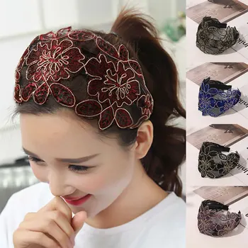 Elegant Largă Cârlig de Par Floare de Hoop Cap Trupa pentru Femei, articole pentru acoperirea capului Dantelă Flori Bentita Hairband Fete de Păr Bezel Accesorii