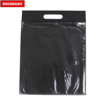 100X Personalizate LOGO-ul Imprimat Plastic Transparent Negru cu Fermoar Geanta Non Țesute Saci Cu Mâner pentru T-Shirt Îmbrăcăminte Cadou Sac de Ambalare