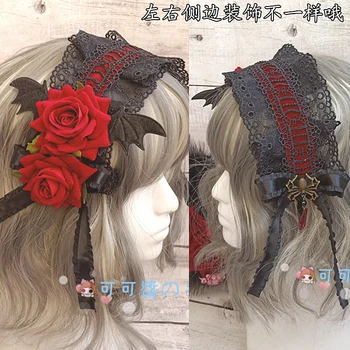 Original handmade întuneric gotic lolita Halloween Gaosi a crescut hairpin frizură lace sora KC pălărie tare