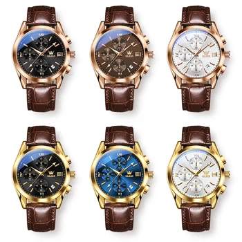 OLEVS 2021 Brand Premium Bărbați Noul Ceas din Piele de Moda Casual Cuarț Circulație Sport Cronograf rezistent la apă Ceas cu Calendar