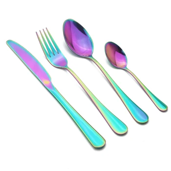 1 BUC Rainbow Set de Cină din Oțel Inoxidabil Cina Colorat Set Tacâmuri Cuțit, Furculiță, Lingură Veselă de Bucătărie Tacâmuri Tacâmuri