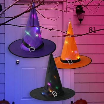 MEIDDING Decor de Halloween Pentru Casa Gradina Vrăjitoare Pălărie de Lumină LED-uri Stralucitoare, Palarie Petrecere de Halloween Decor Gradina Decor în aer liber