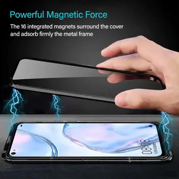 Magnetic Caz pentru Huawei P40 Lite E P40 Pro P40 Capacul de Metal Bara de protecție față-Verso Sticla 360° Protectie Funda Coque