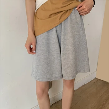 Femei pantaloni Scurți de Vară Solid Broderie Larg-picior, Genunchi-lungime Harajuku pantaloni Scurți Casual, Simplu, Liber Tendință Toate-meci Lady Chic Haine