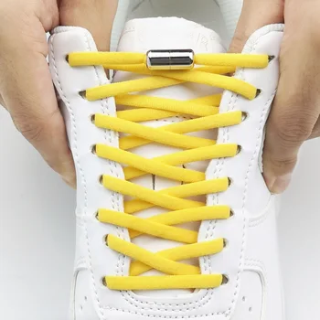 1Pair Blocare din Metal Șireturi Rotunde Elastic cu Șireturi de Pantofi adidași Speciale Nu Lega Șiretul pentru Barbati Femei Siret Cauciuc Zapatillas