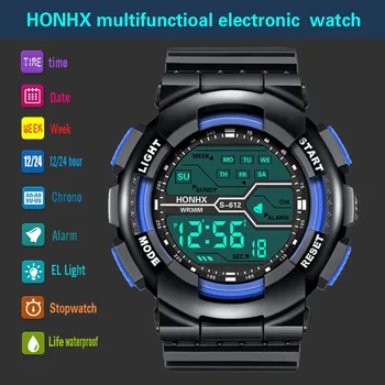Moda Impermeabil Bărbați Băiat LCD Cronometru Digital Data de Cauciuc Sport Ceas de mana Casual Electronice Simplitate Ceas Rotund Montre
