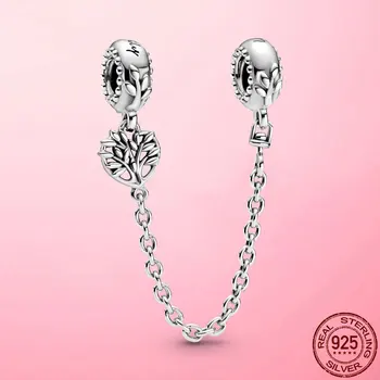 Argint Lanț de Siguranță Argint 925 Trupa de Inimi Lanț de Siguranță, Farmecul Margele se potrivesc Original Pandora Brățară DIY 925 Bijuterii