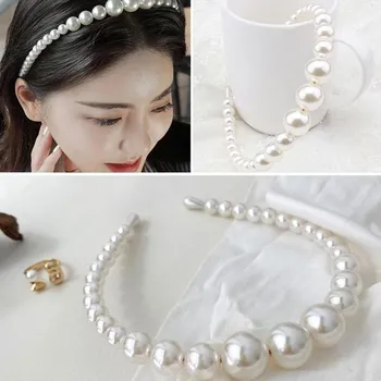 13cm Moda Pearl Bentita Personalitate Turban Elegant Benzi Titularul Banda de Păr Fată Simplă Cercuri de Perle de Păr Pentru Woma I3I6
