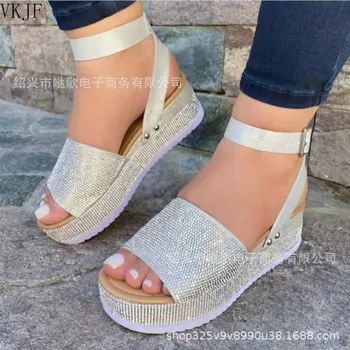 Vara Femei Sandale Confort Platforma Gros Papuci De Moda De Cristal Sandale Casual Pantofi De Plaja Si Apa Black 2021 Pantofi Femei