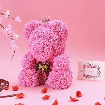 2021 Romantic Ziua Îndrăgostiților Pluș 35cm Crescut Ursuleț de pluș Cadou Cadou de Crăciun de Nunta Flori Artificiale Multicolore