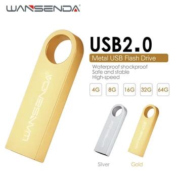 Wansenda Mini USB Flash Drive USB 2.0 Pen Drive 128GB Cle USB 64GB 32GB Cle Stick USB 16GB 8GB 4GB Metal Pendrive Memory stick
