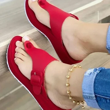 Femei Papuci Casual Clip Toe Pene Platforma Femeie Pantofi de Vara Plus Dimensiune Moda Sandale de Doamnelor PVC Încălțăminte 2021 Feminin Nou