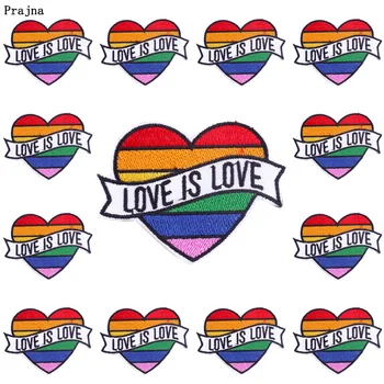 Prajna 10 BUC Desene animate Aplicatiile de Patch-uri LGBT Dragoste Inima Patch-uri de Pe Haine de Fier Pe Patch-uri Brodate Pentru Îmbrăcăminte Autocolant
