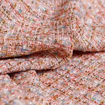 150cm de Zmeura Rosie Franța Carouri Roz Tweed Îmbrăcăminte Material de Toamna Femei Sacou Haina de Pânză de Cusut Croitor ping