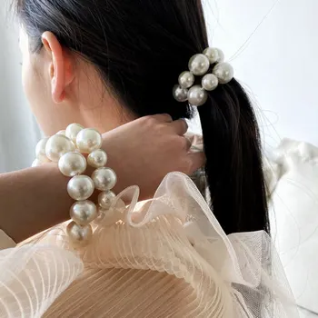 Fete Coreene Benzi De Cauciuc Elegant Pearl Inel De Păr Fete Elastic De Păr Decor Bratara Femei Coarda Păr Frizură Accesorii