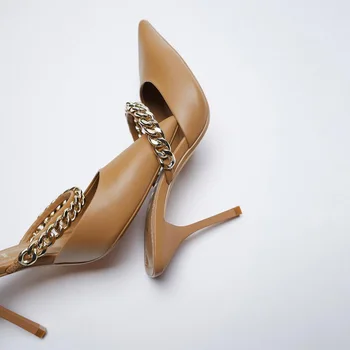 SOUTHLAND 2021 Nou pantofi pentru femei design de Lanț de Catâri Pantofi Elegant Subliniat Toe Pantofi Mary Jane