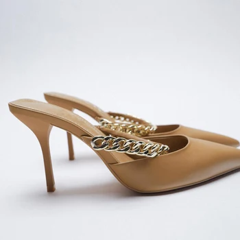 SOUTHLAND 2021 Nou pantofi pentru femei design de Lanț de Catâri Pantofi Elegant Subliniat Toe Pantofi Mary Jane