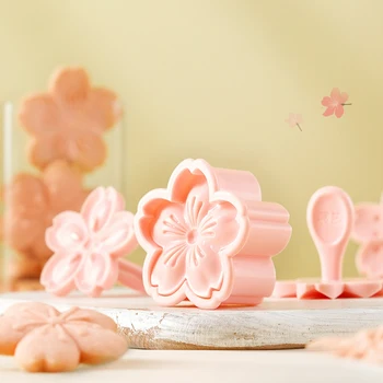 5pcs/set Sakura Cookie Matriță Timbru Biscuit Mucegai Cutter Pink Cherry Blossom Mucegai Farmec Floare DIY Florale Mucegai Fondant Instrument de Copt