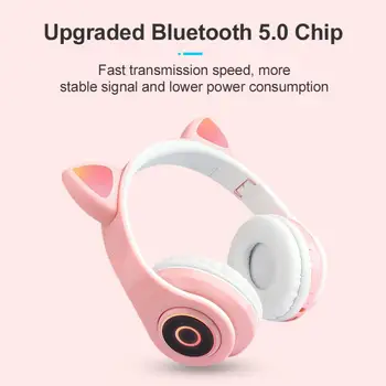 LED-uri de Pisică Ureche Anulare a Zgomotului Căști Bluetooth Tineri Copii Cască Suport TF Card de 3.5 mm Plug Cu Microfon Pentru Huawei Pc